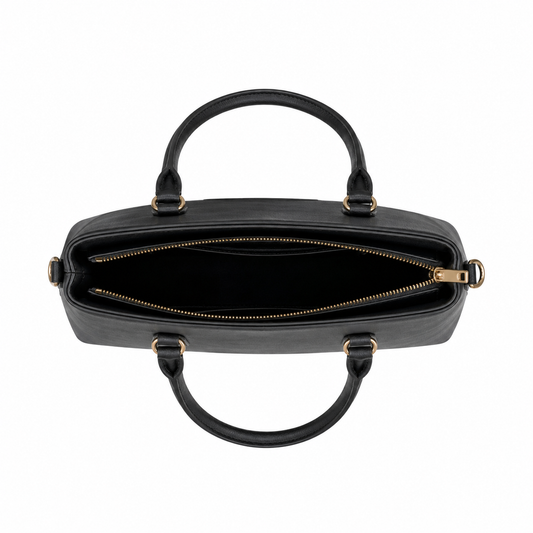 UrbanTote Black Structured Tote Handbag with Zip Closure