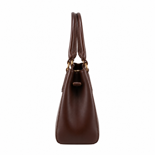 UrbanTote Brown Structured Satchel Handbag with Dual Handles