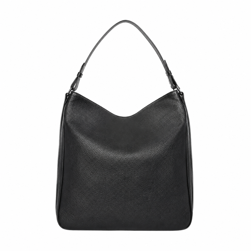 UrbanTote Black Hobo Shoulder Bag with Zip Closure