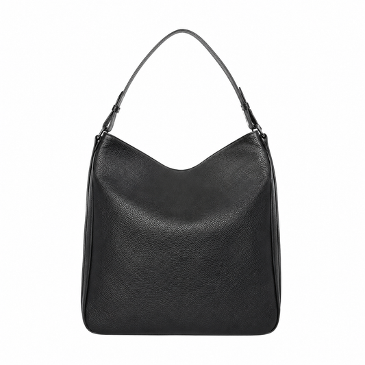 UrbanTote Black Hobo Shoulder Bag with Zip Closure