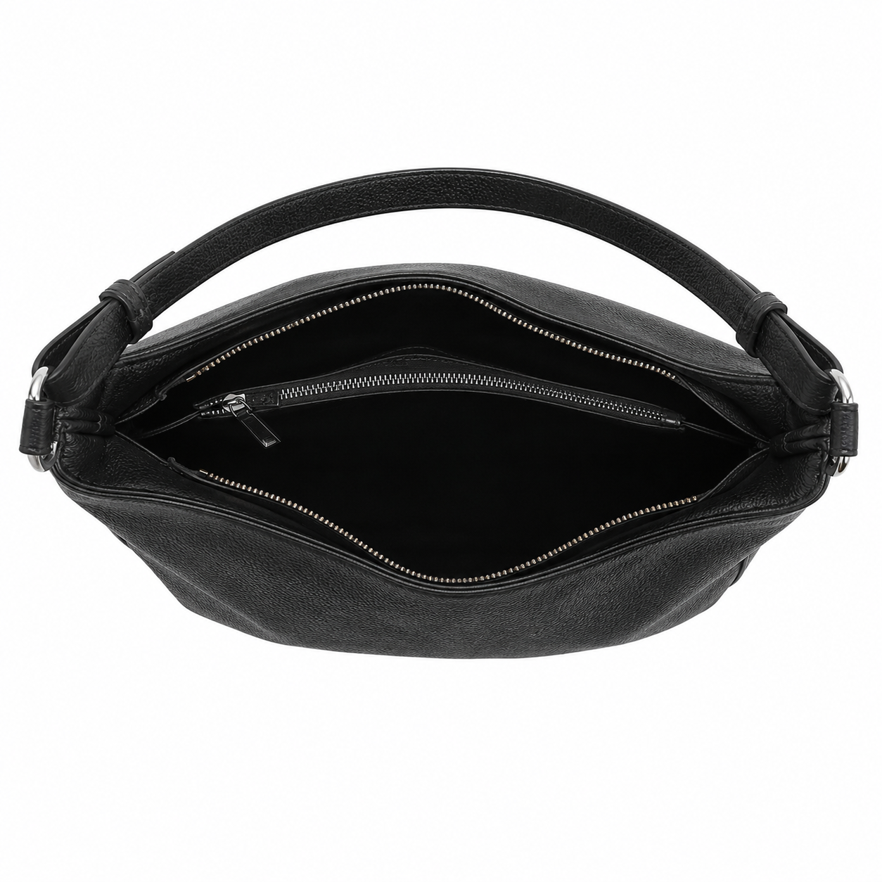 UrbanTote Black Hobo Shoulder Bag with Zip Closure