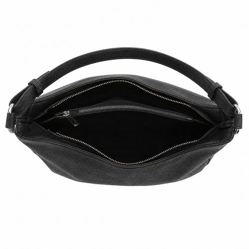 UrbanTote Black Hobo Shoulder Bag with Zip Closure