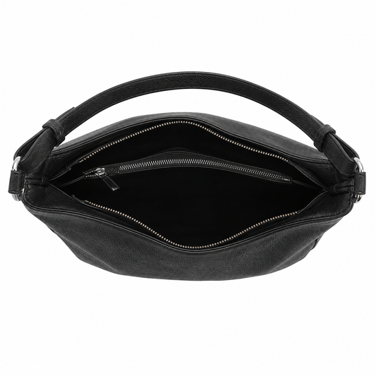 UrbanTote Black Hobo Shoulder Bag with Zip Closure