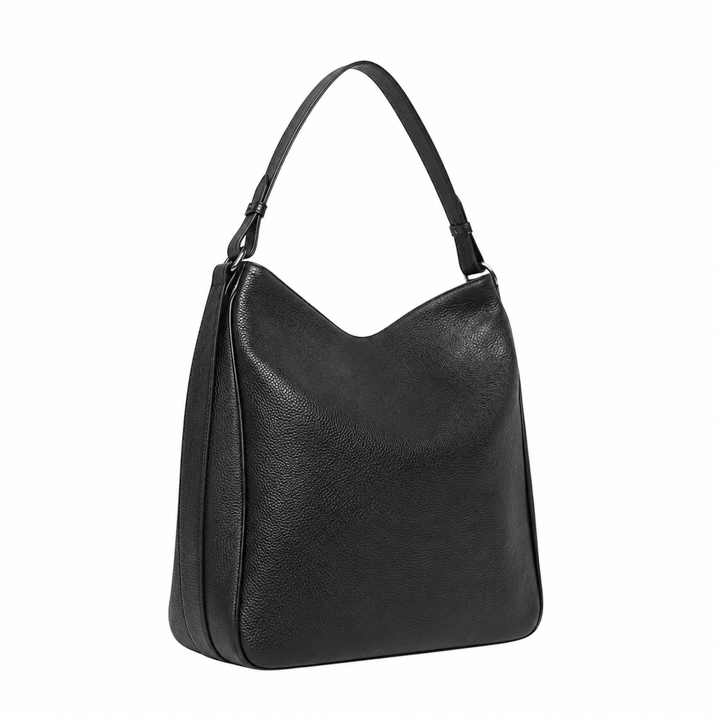 UrbanTote Black Hobo Shoulder Bag with Zip Closure