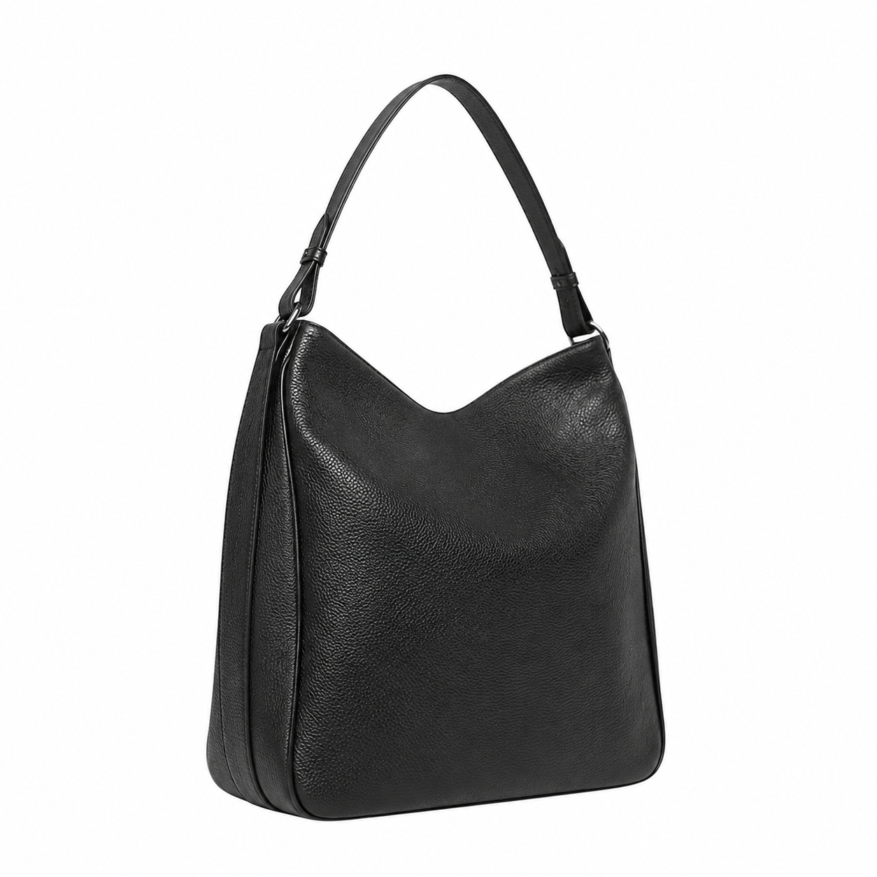 UrbanTote Black Hobo Shoulder Bag with Zip Closure