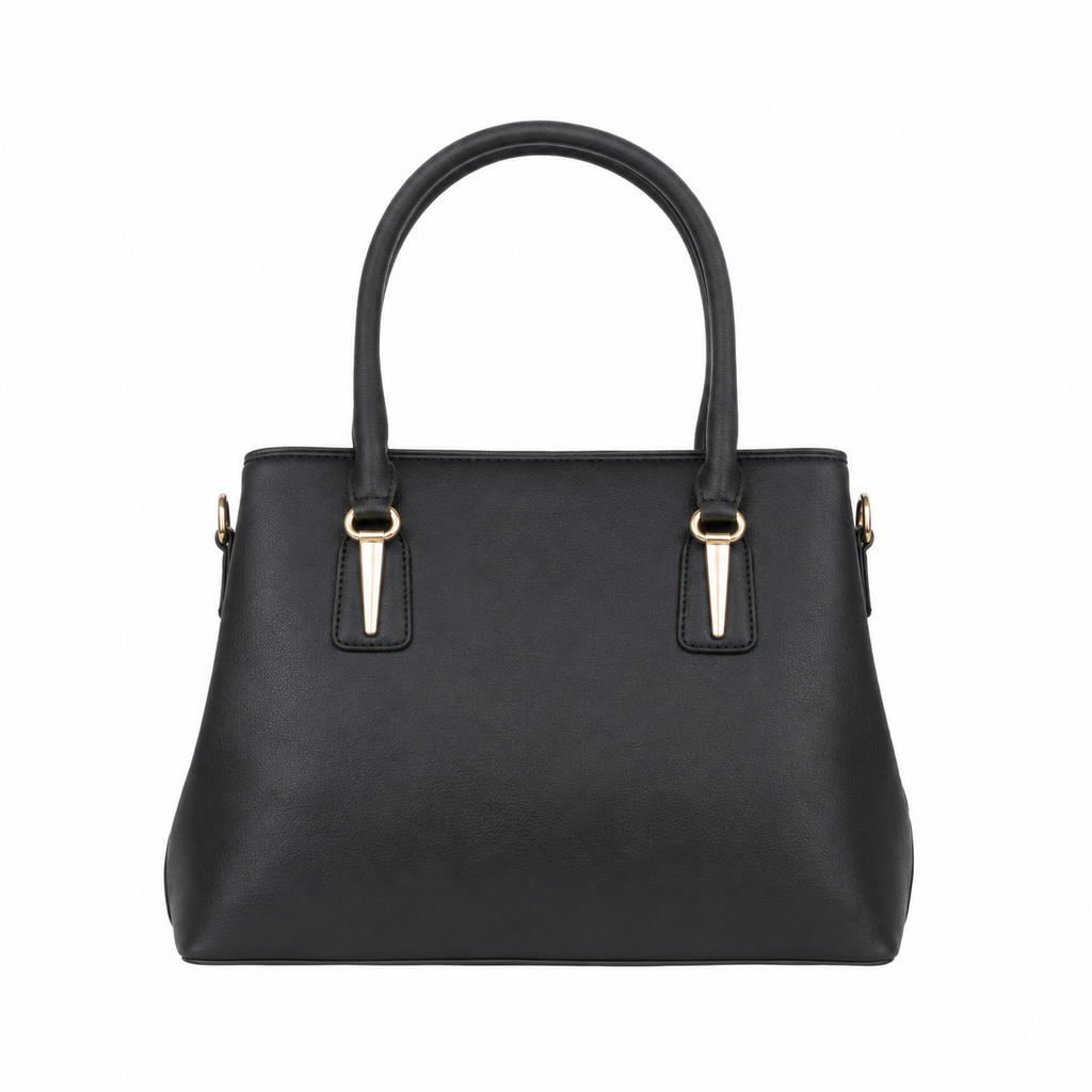 UrbanTote Black Structured Tote Handbag with Zip Closure