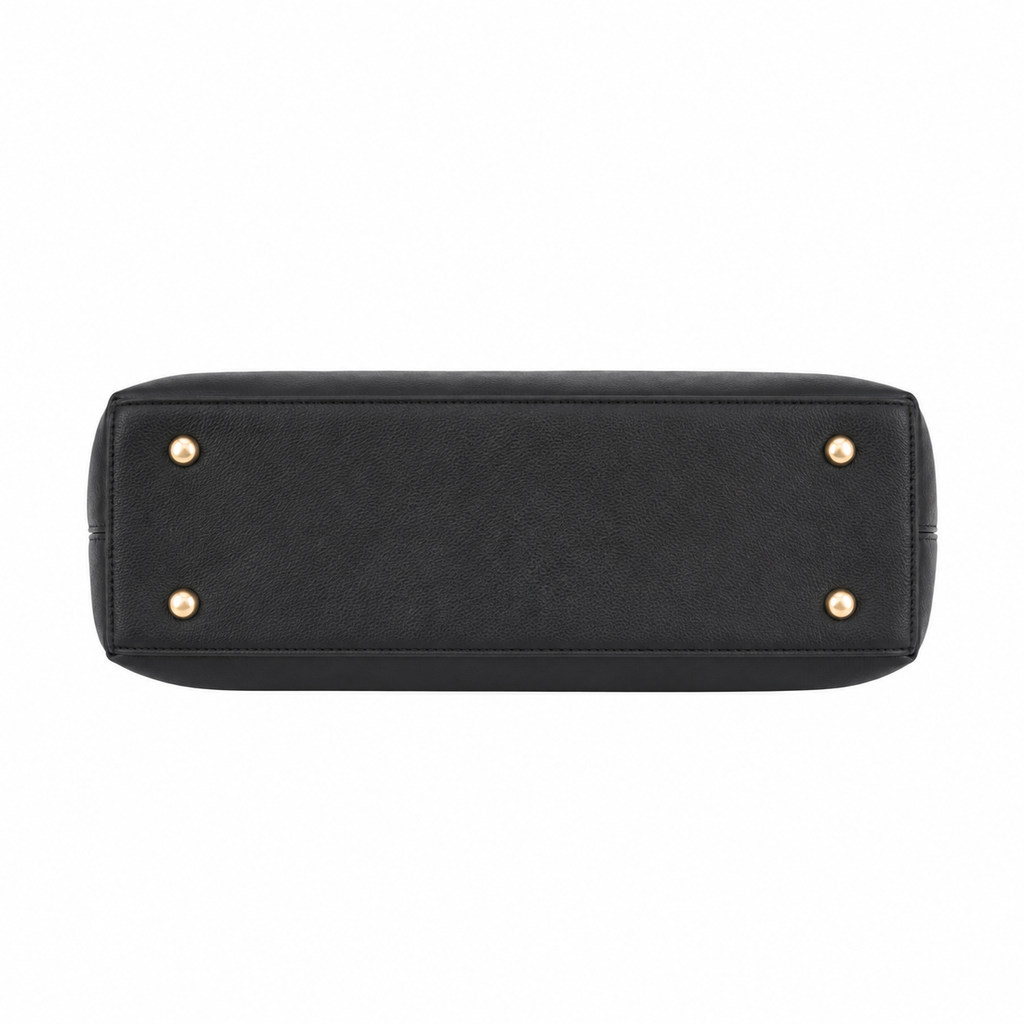 UrbanTote Black Structured Tote Handbag with Zip Closure