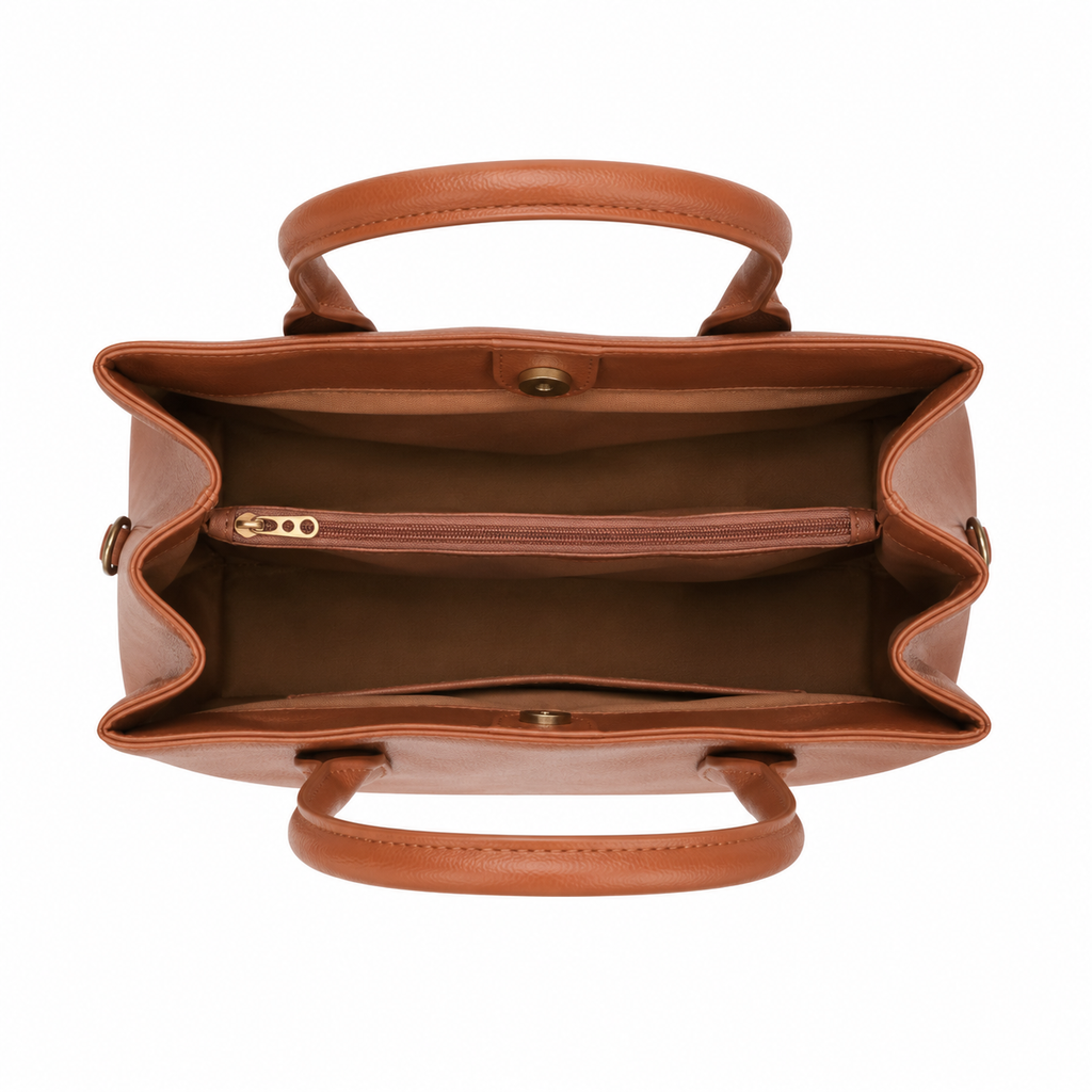 UrbanTote Tan Structured Tote Handbag with Dual Handles